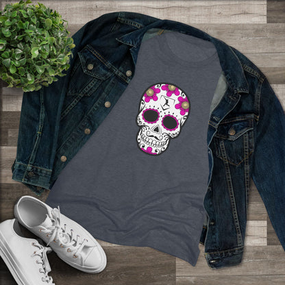 Day of the Dead | Pink Flower Skull Women's Graphic Tee