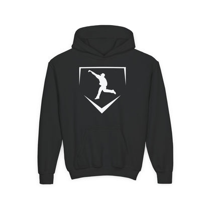 Youth | Logo Home Plate Hoodie - White Logo