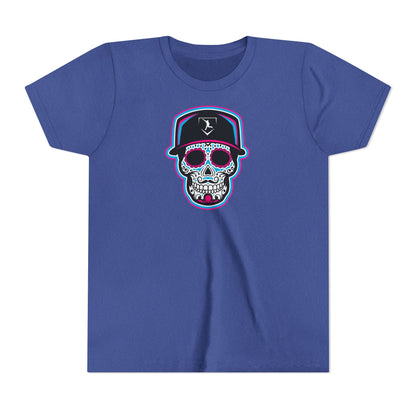 Youth | Day of The Dead | Neon Blue and Pink Skull Graphic Tee