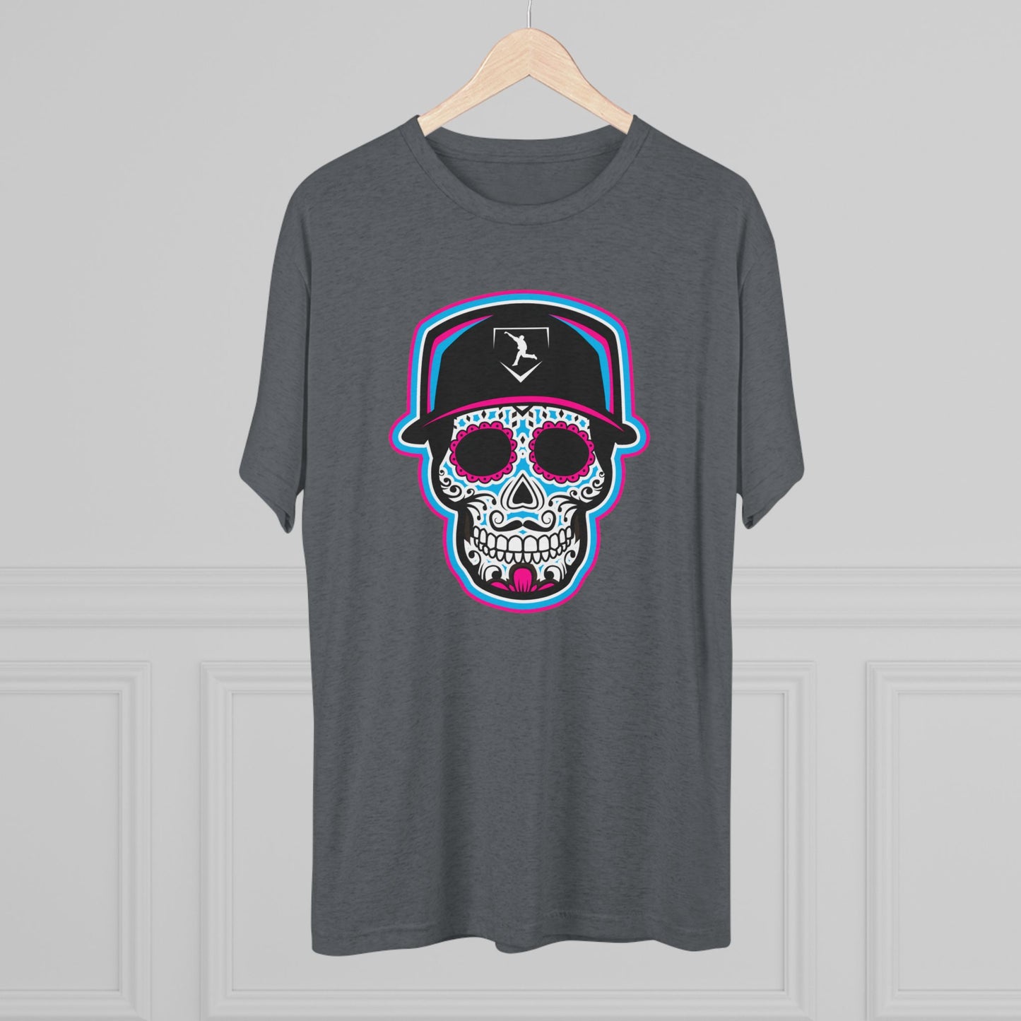 Day of the Dead | Neon Blue and Pink Skull Graphic Tee